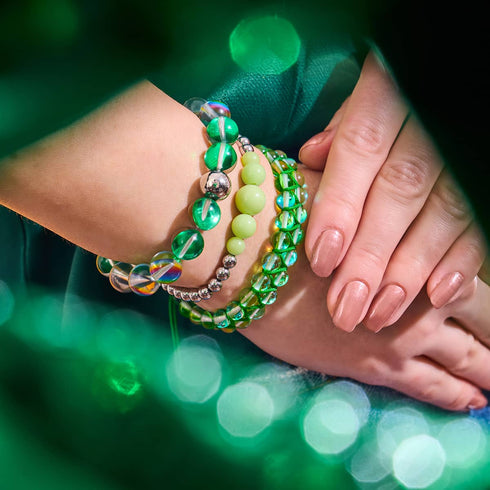 Lune verdoyante | Argent | Bracelet Verre Double Galaxie